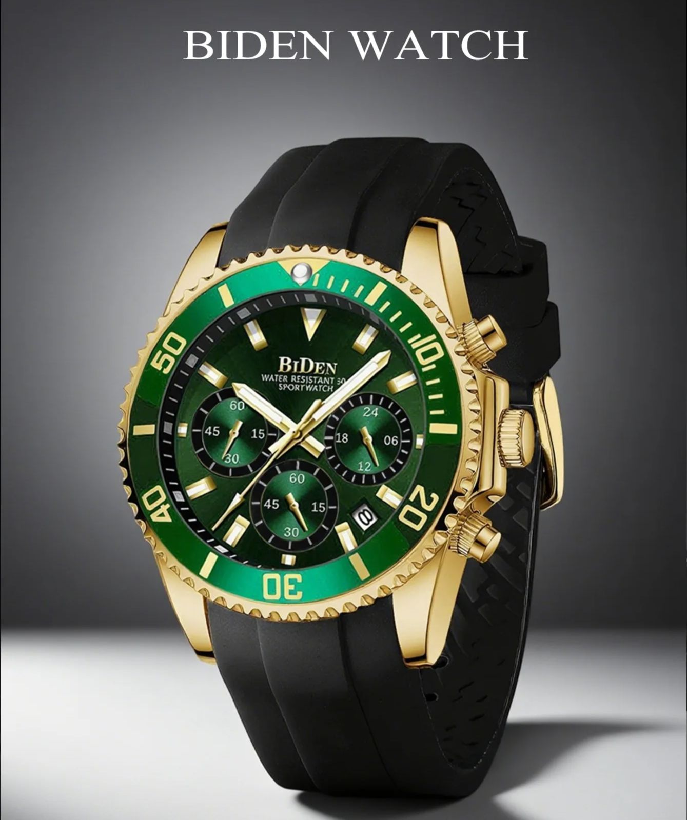 Smartwatch Casual Watches For Men - Zegarek męski BIDEN Classic Green, modny,