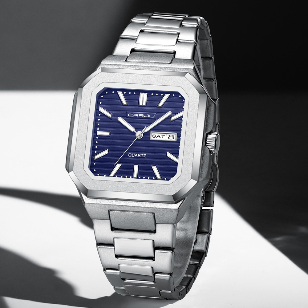 Smartwatch Casual Watches For Men - Męski zegarek CRRJU ze stali nierdzewnej,
