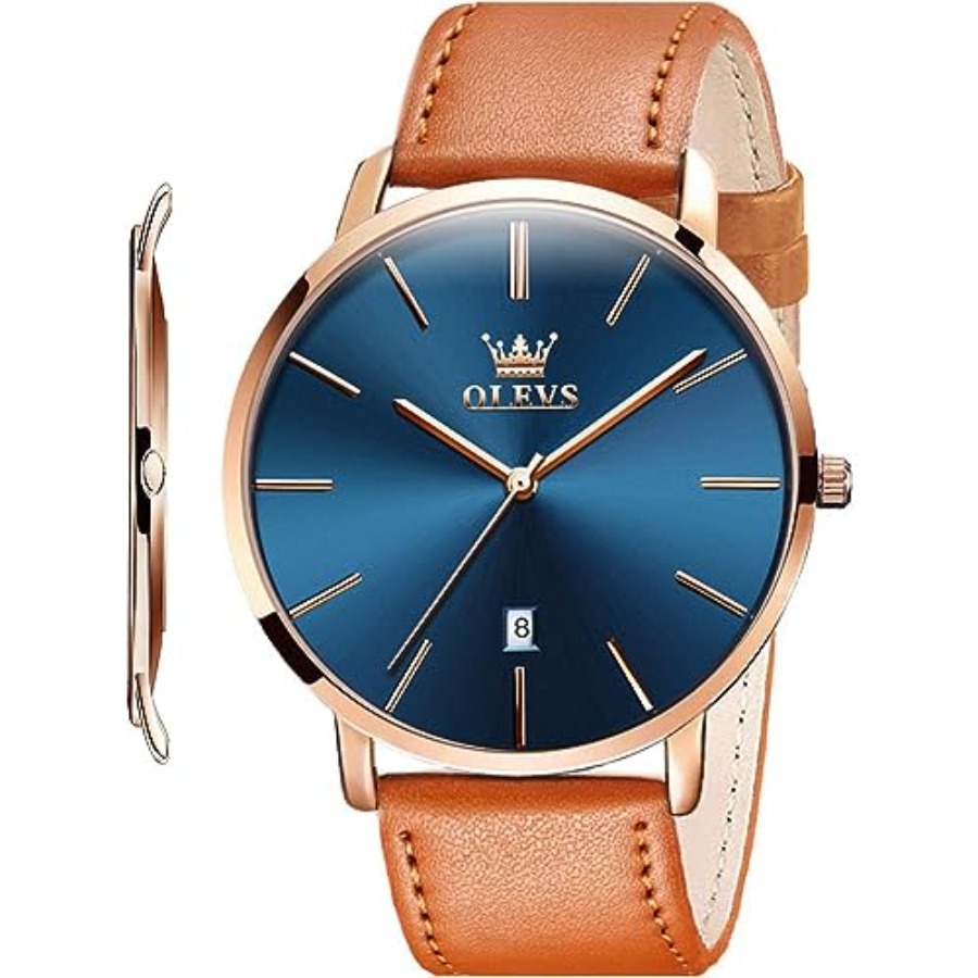 Smartwatch Casual Watches For Men - Zegarki męskie OLEVS, skórzane, czarne, ultracienkie