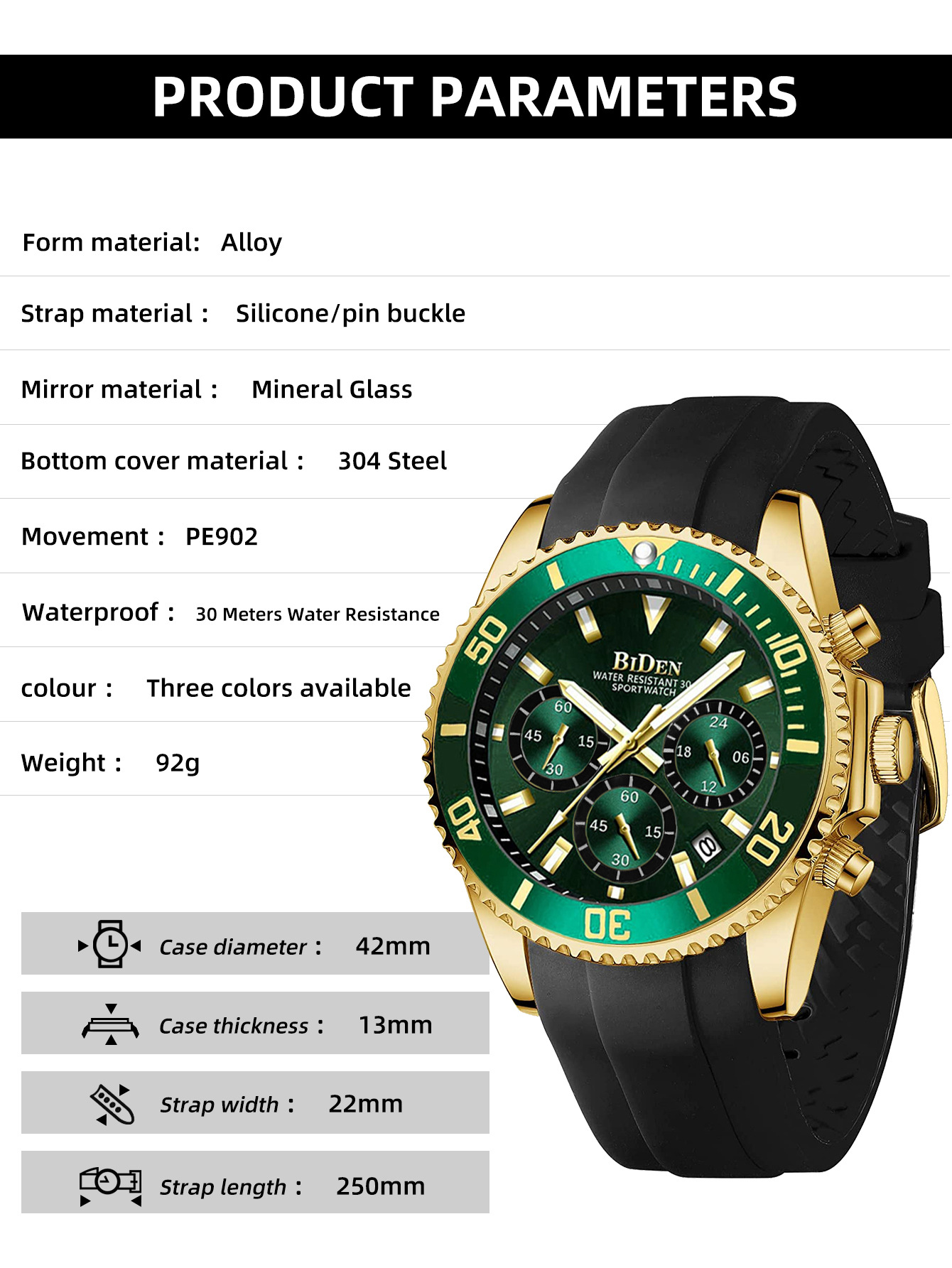 Zegarek męski BIDEN Classic Gr – Smartwatch Casual Watches For Men recenzja i cena