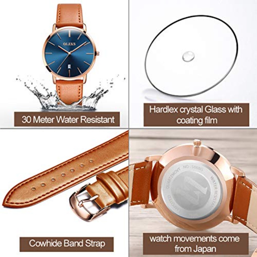 Zegarki męskie OLEVS, skórzane – Smartwatch Casual Watches For Men recenzja i cena